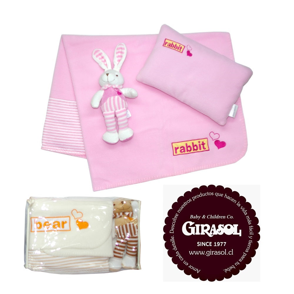 Set Algodón Plush Manta Peluche y Almohada