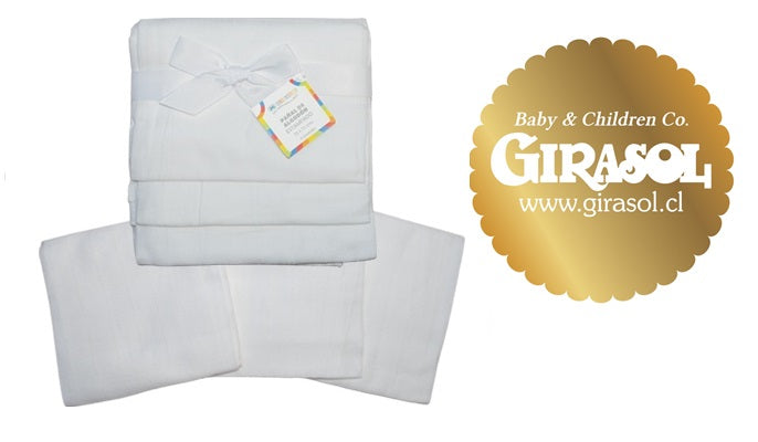 Set x3 Pañales Blancos Algodón Tejido Reutilizables