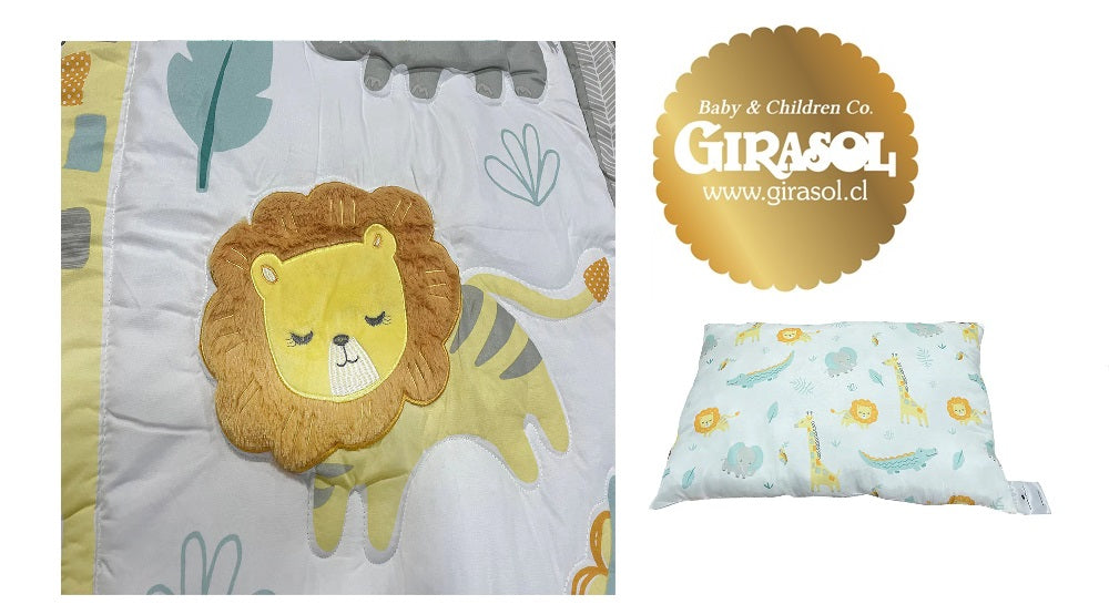 Juego Cubrecama y Cojín Estampados Animales para Cuna Corral 89x114 cm