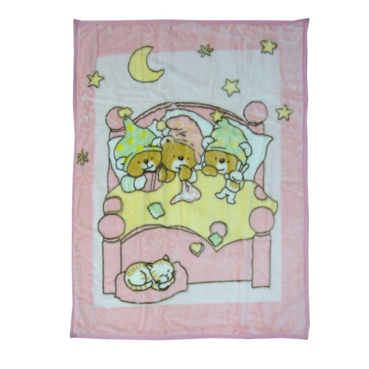 Frazada Reversible Soft Plush Osos Rosa 140x110 cm