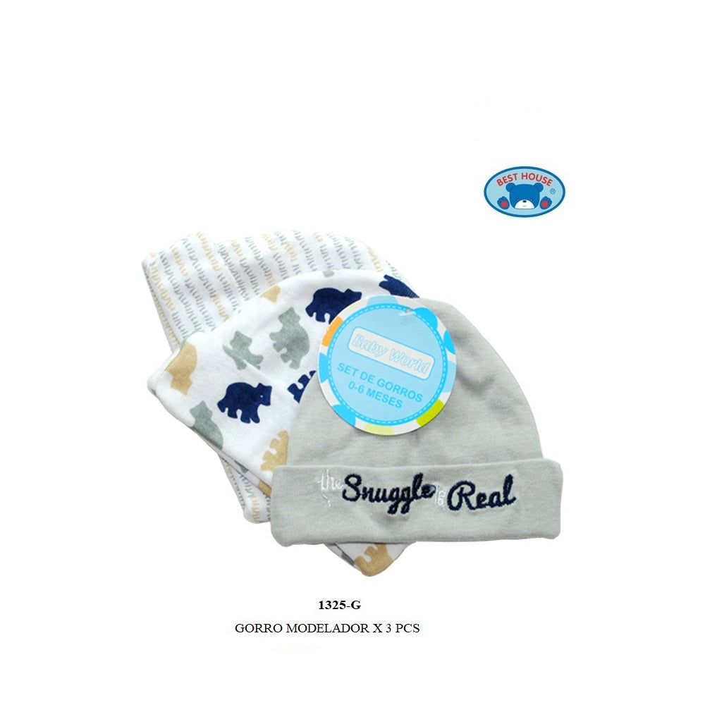 Set Gorro Modelador Estampados 3 Pcs World