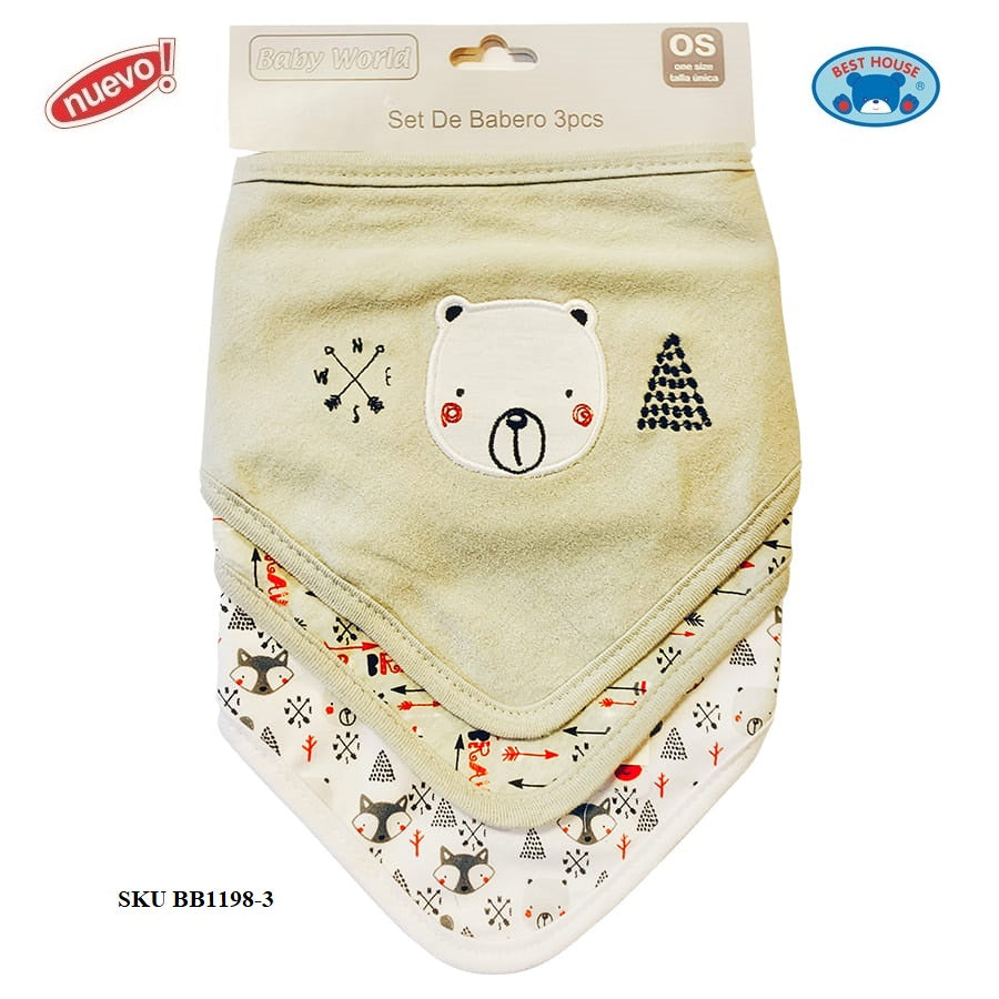 Babero Bandana Capa Impermeable 3 Pcs