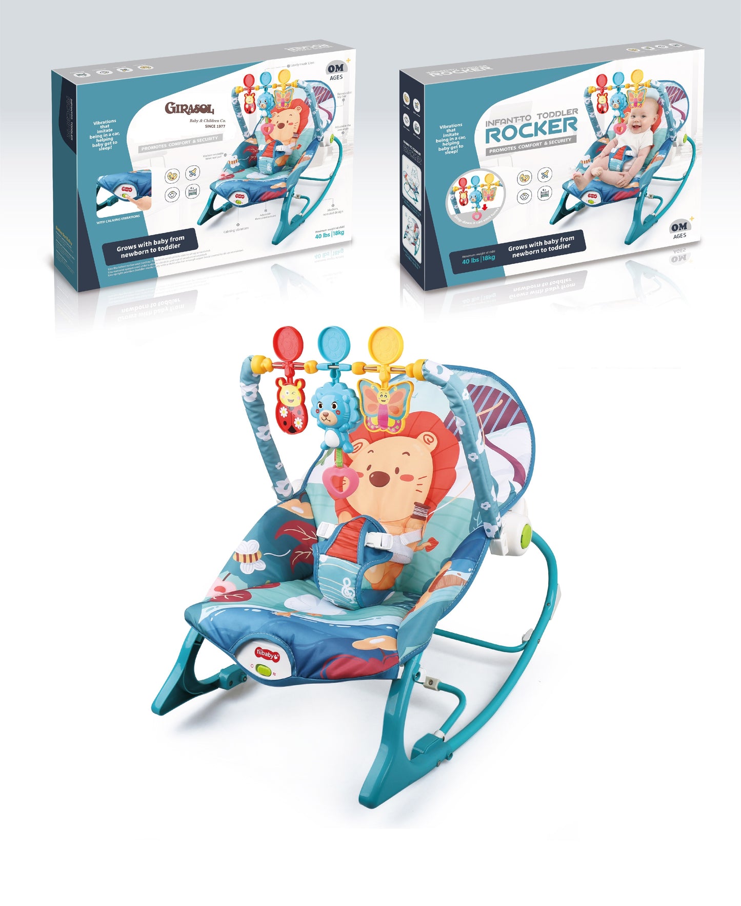 Silla Mecedora Musical Vibradora Leon 18 Kg