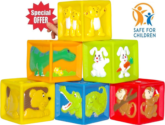 Set 6 Cubos Figuras De Animales con Pito