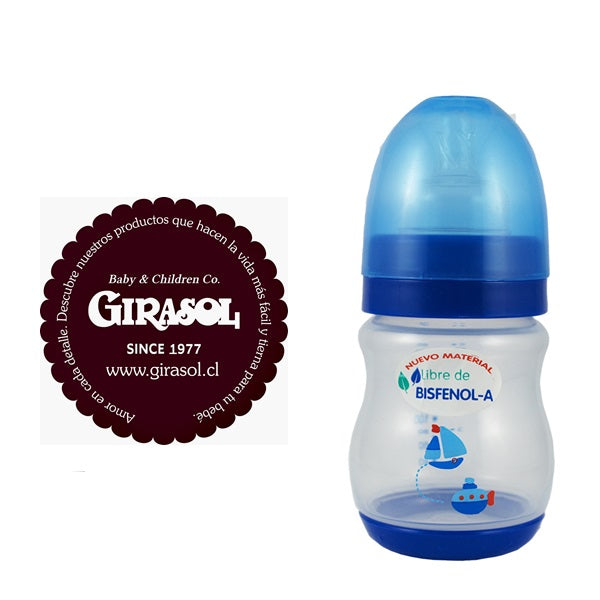 Biberon Diseño Infantil Con Tapa Rosca Plástico 160 Ml - AZUL