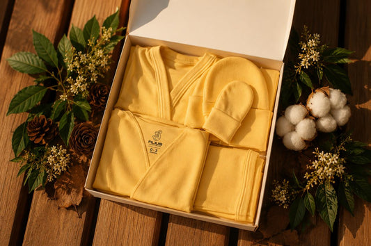 Baby Shower FILIUS Full Box Amarillo Set 6 Recién Nacido Algodón Producto Hecho en Chile