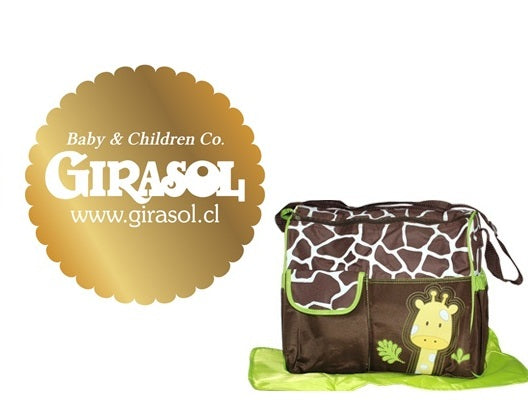 Bolso Maternal Con Bolsillo Exterior y Diseño Infantil Bordado - VERDE