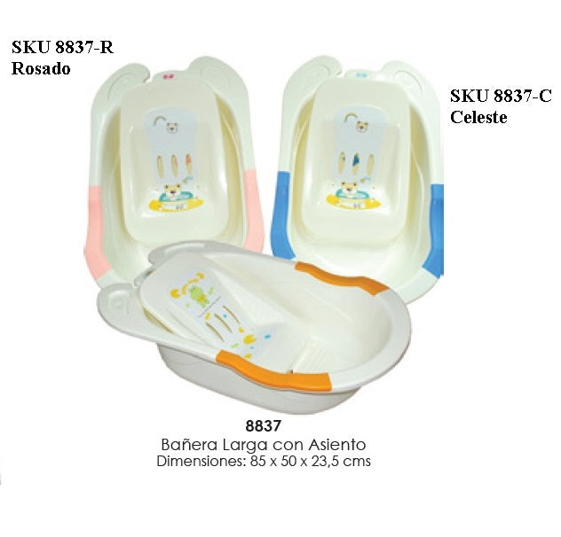 Bañera Larga Con Asiento Adaptador
