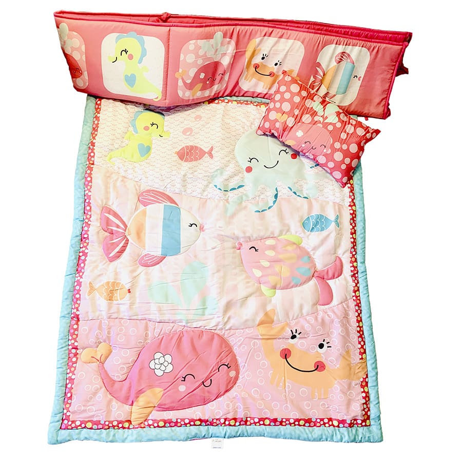 Juego Cuna Corral Estampado Ballena 5 Piezas