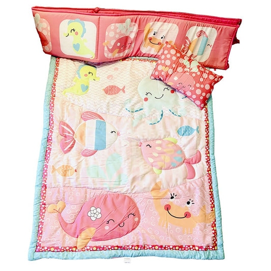 Juego Cuna Corral Estampado Ballena 5 Piezas
