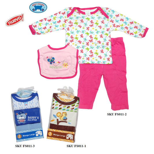 Set Textil Pijama Manga Larga 3Pcs