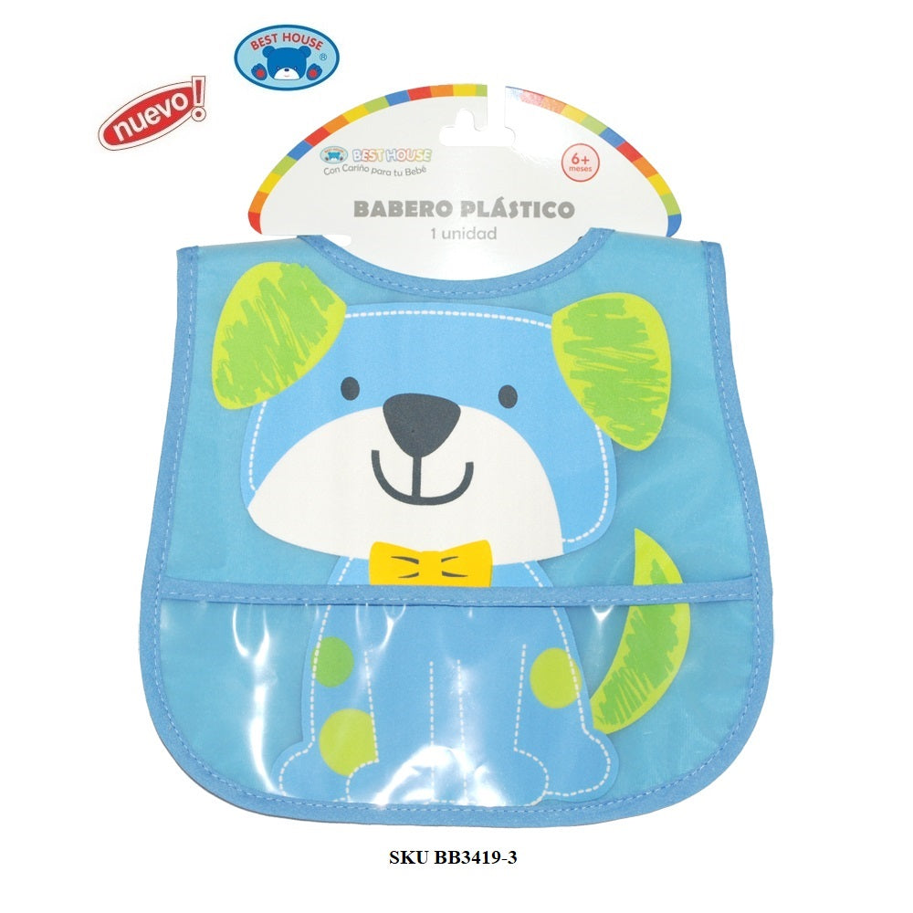 Babero Plastico Con Deposito - CELESTE