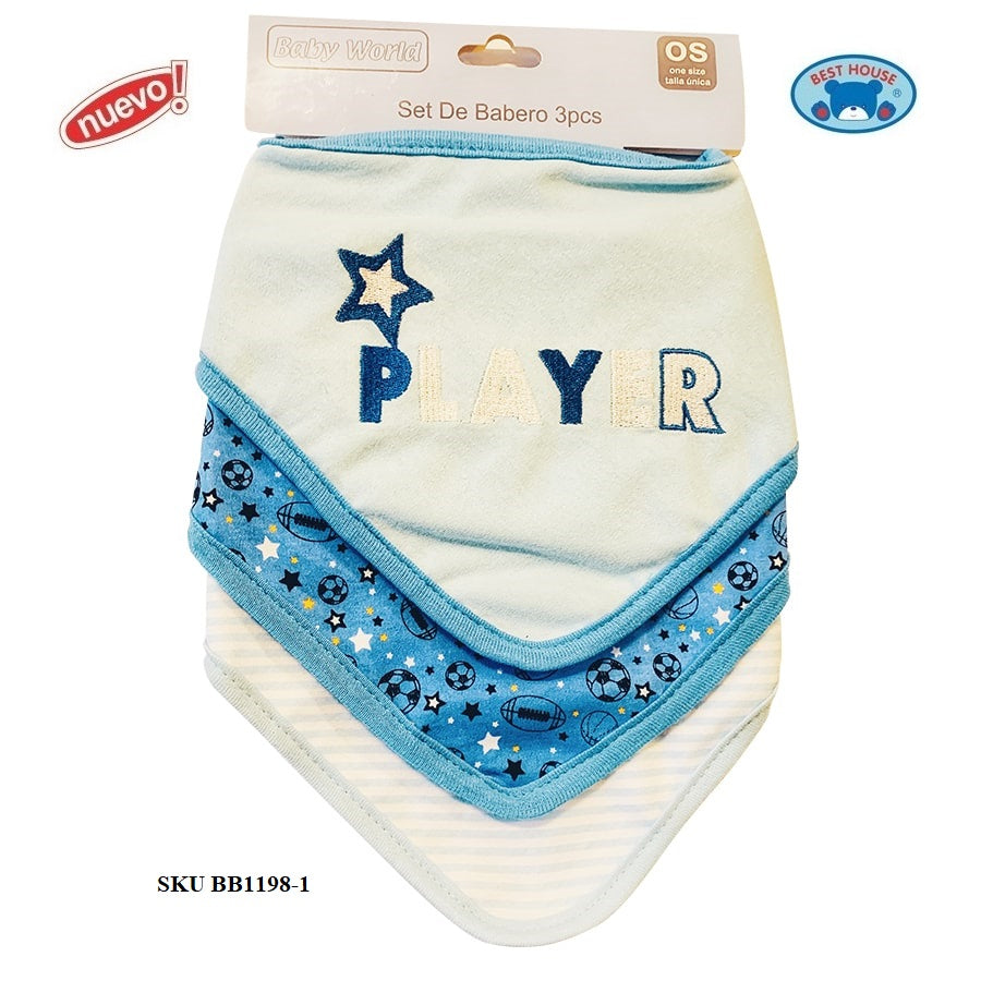 Babero Bandana Capa Impermeable 3 Pcs - CELESTE